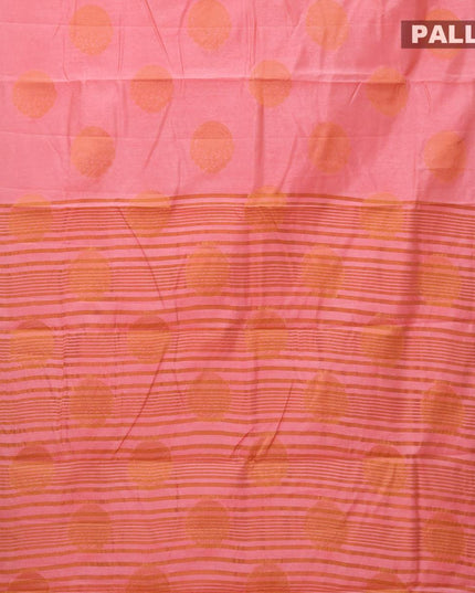 Semi raw silk saree peach pink with copper zari woven buttas and copper zari woven border - {{ collection.title }} by Prashanti Sarees