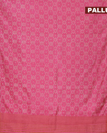 Semi raw silk saree pink with allover prints and copper zari woven border - {{ collection.title }} by Prashanti Sarees