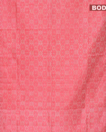 Semi raw silk saree pink with allover prints and woven border - {{ collection.title }} by Prashanti Sarees