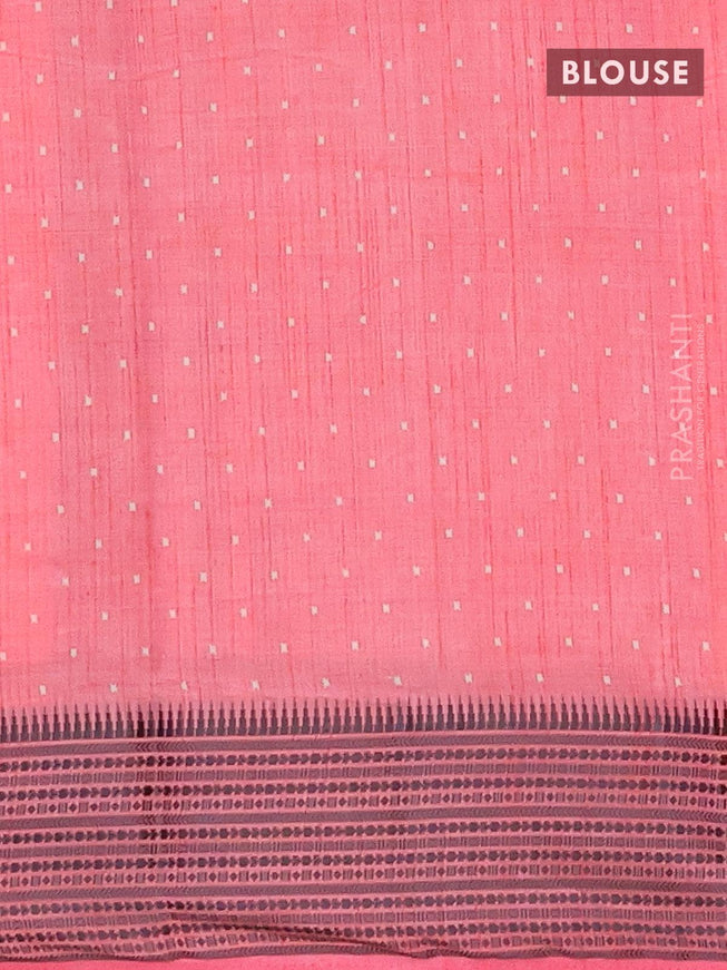 Semi raw silk saree pink with allover prints and woven border - {{ collection.title }} by Prashanti Sarees