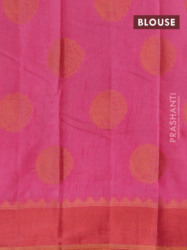 Semi raw silk saree pink with copper zari woven buttas and copper zari woven border - {{ collection.title }} by Prashanti Sarees