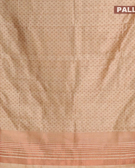Semi raw silk saree sandal with allover butta prints and copper zari woven border - {{ collection.title }} by Prashanti Sarees