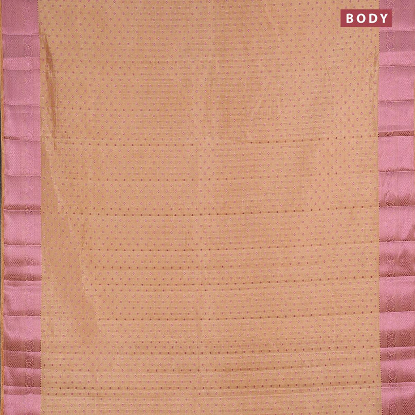 Semi raw silk saree sandal with allover pink zari woven 1000 buttas and pink zari woven border - {{ collection.title }} by Prashanti Sarees
