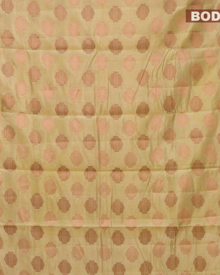 Semi raw silk saree sandal with copper zari woven buttas and copper zari woven border - {{ collection.title }} by Prashanti Sarees