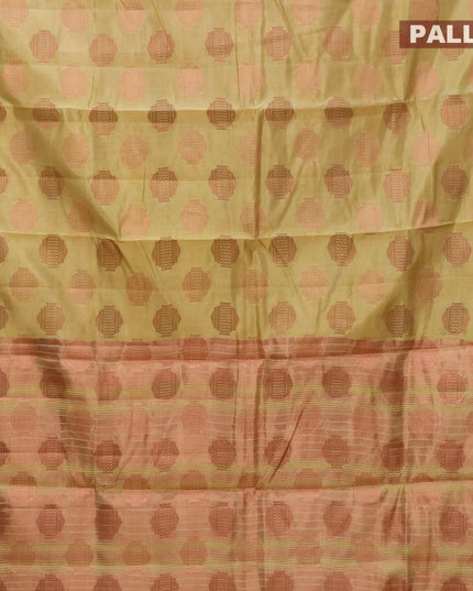 Semi raw silk saree sandal with copper zari woven buttas and copper zari woven border - {{ collection.title }} by Prashanti Sarees