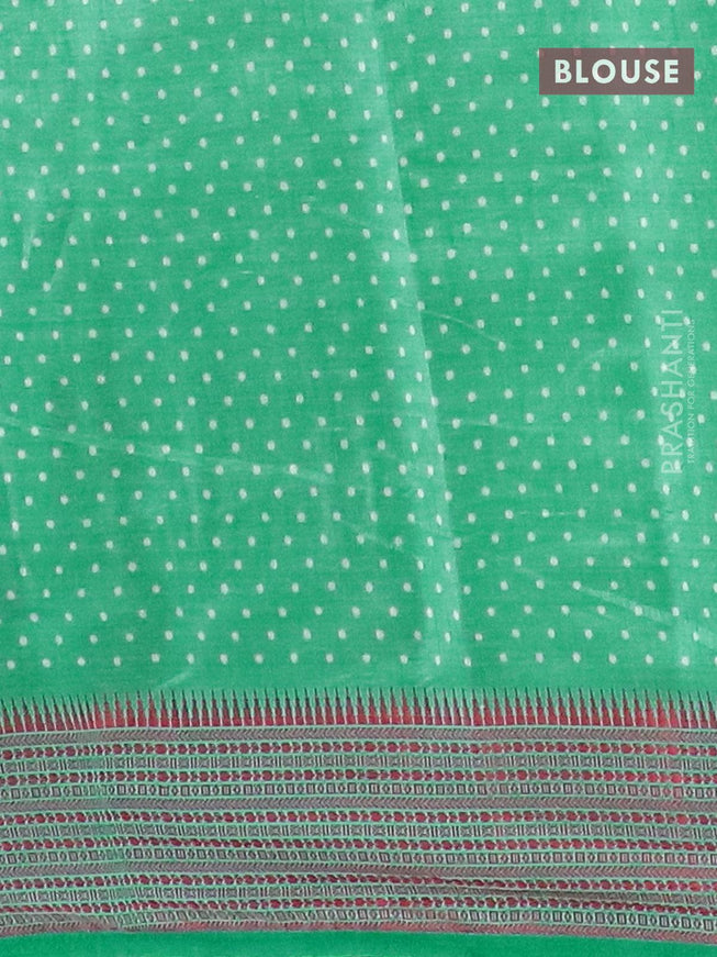 Semi raw silk saree teal green and maroon with allover butta prints and thread woven border - {{ collection.title }} by Prashanti Sarees