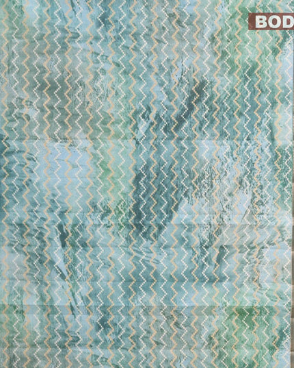 Semi raw silk saree teal green shade with allover zig zag prints and zari woven border - {{ collection.title }} by Prashanti Sarees
