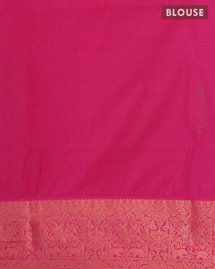 Semi soft silk saree dual shade of teal green and pink with allover zari woven brocade weaves and copper zari woven border - {{ collection.title }} by Prashanti Sarees