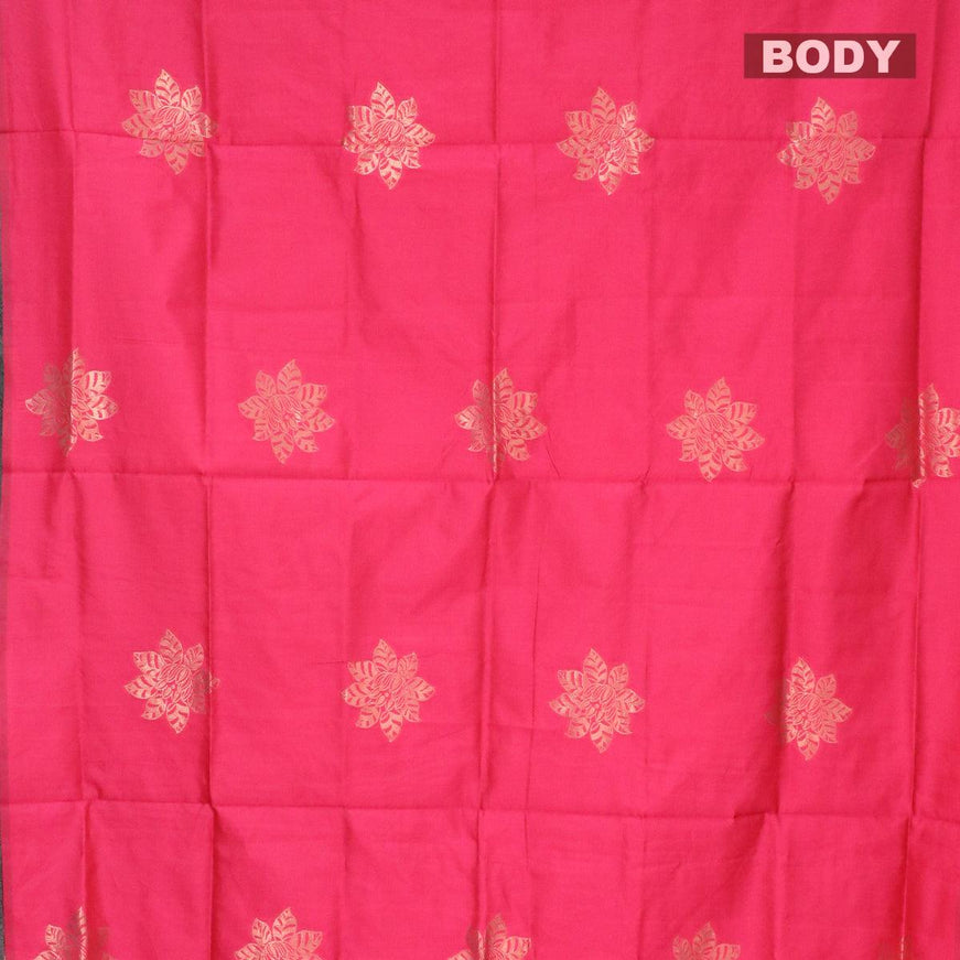 Semi soft silk saree pink with zari woven floral buttas in borderless style - {{ collection.title }} by Prashanti Sarees