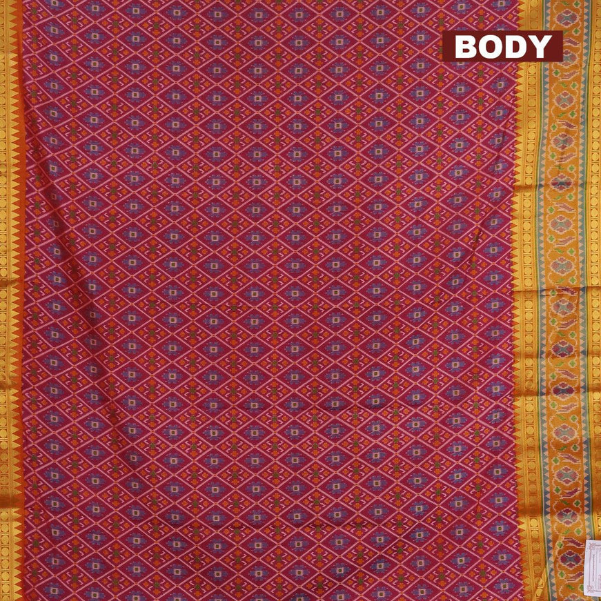 Semi tussar saree dual shade of maroon and dual shade of rust with allover ikat prints and zari woven ikat border - {{ collection.title }} by Prashanti Sarees