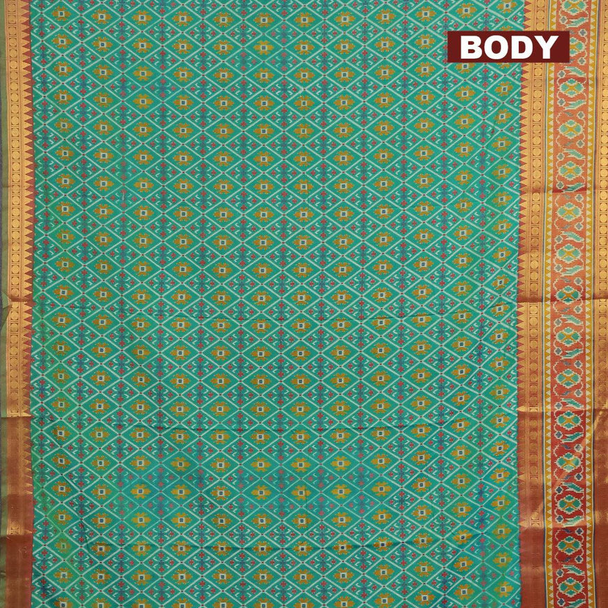Semi tussar saree dual shade of teal green shade and dual shade of maroon with allover ikat prints and zari woven ikat border - {{ collection.title }} by Prashanti Sarees