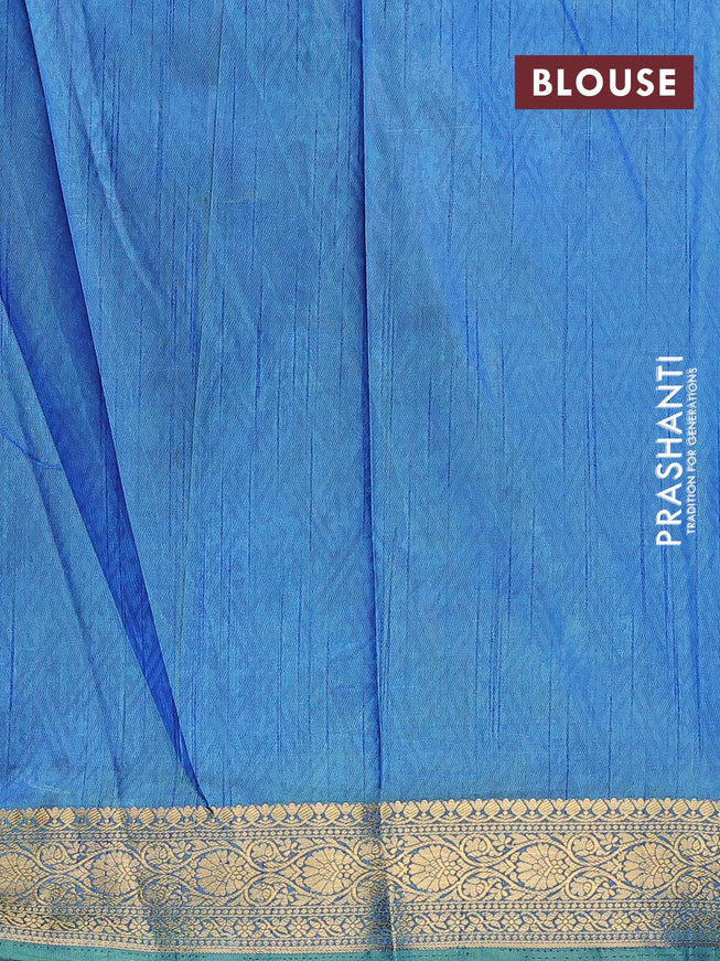 Semi tussar saree green and dual shade of blue with allover butta prints and zari woven border - {{ collection.title }} by Prashanti Sarees