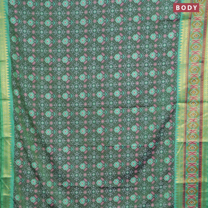 Semi tussar saree green and light green with allover ikat prints and zari woven ikat border - {{ collection.title }} by Prashanti Sarees