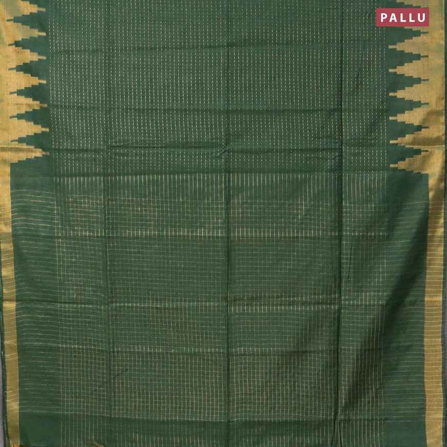 Semi tussar saree green with allover zari weaves and seperate embroidery work blouse - {{ collection.title }} by Prashanti Sarees