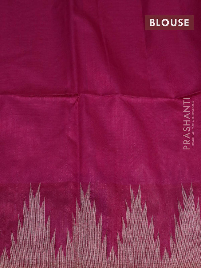 Semi tussar saree light pink and purple with zari woven buttas and temple design zari woven border - {{ collection.title }} by Prashanti Sarees