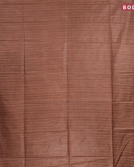 Semi tussar saree pastel brown with allover stripes pattern and seperate embroidery work blouse - {{ collection.title }} by Prashanti Sarees