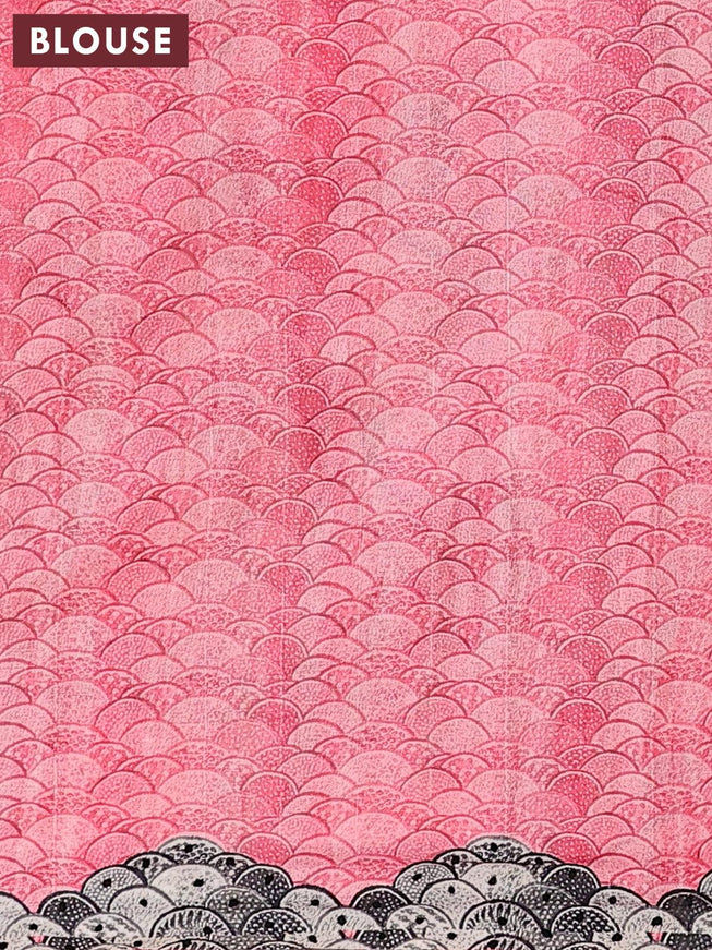 Semi tussar saree pink with kalamkari prints & french knot work and printed border - {{ collection.title }} by Prashanti Sarees