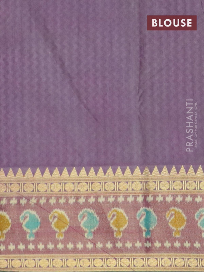Semi tussar saree teal blue and dual shade of purple with allover ikat prints and zari woven ikat border - {{ collection.title }} by Prashanti Sarees