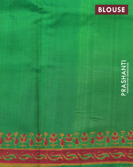 Silk cotton block printed saree light green with allover butta prints and printed border - {{ collection.title }} by Prashanti Sarees