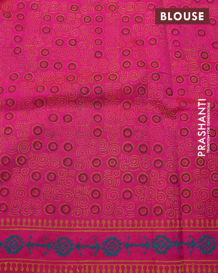 Silk cotton block printed saree pink with box type butta prints and printed border - {{ collection.title }} by Prashanti Sarees