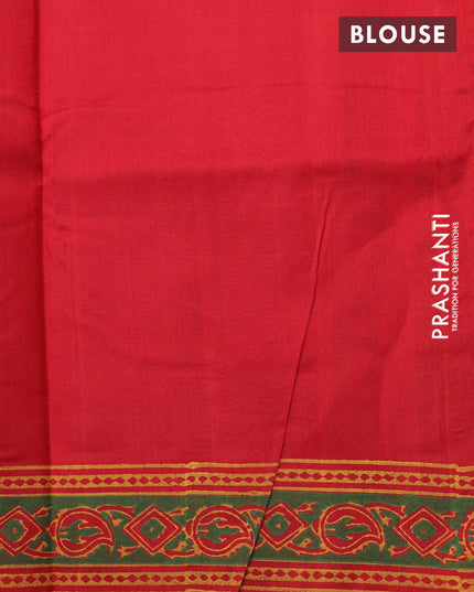 Silk cotton block printed saree red with allover prints and printed border - {{ collection.title }} by Prashanti Sarees