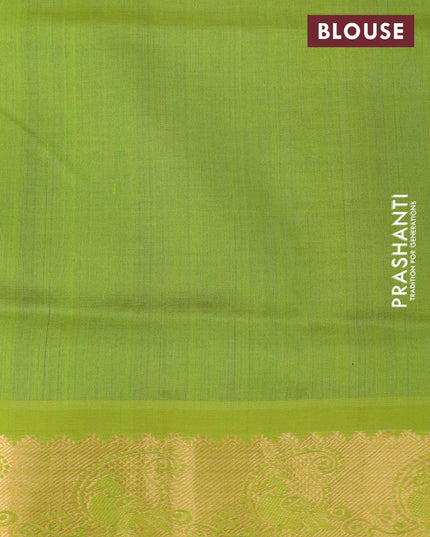 Silk cotton saree blue and light green with plain body and paisley zari woven border - {{ collection.title }} by Prashanti Sarees