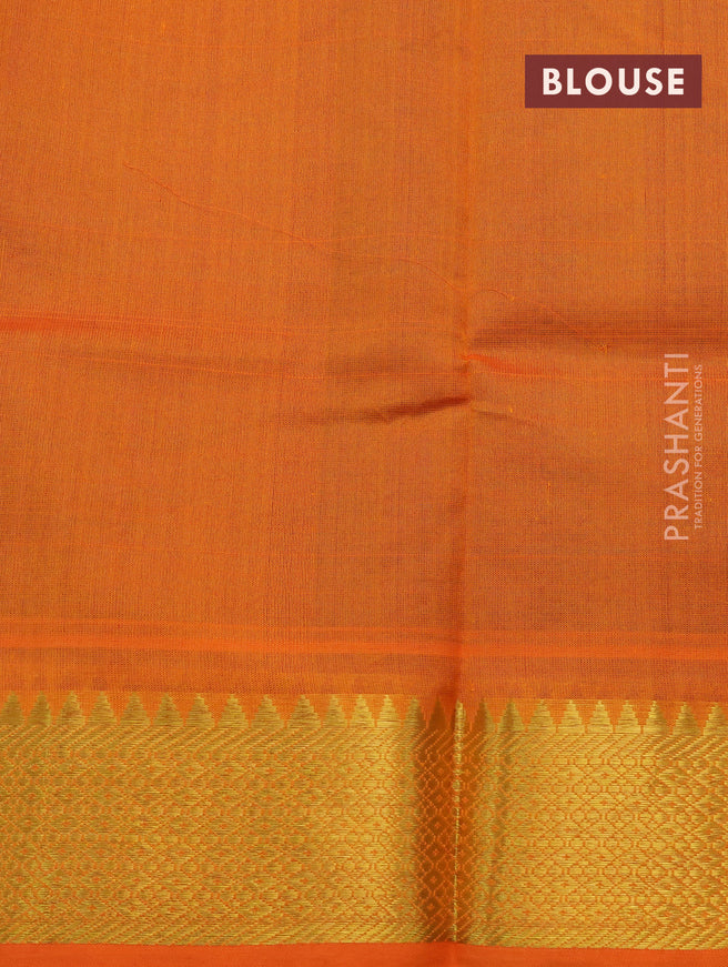 Silk cotton saree blue and orange with paisley zari woven buttas and zari woven border - {{ collection.title }} by Prashanti Sarees