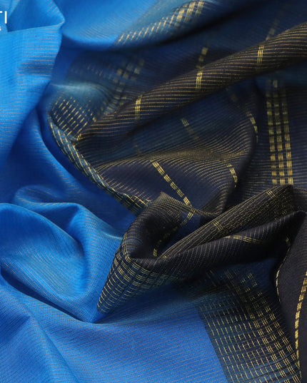 Silk cotton saree cs blue and black with allover vairaosi pattern and zari woven border - {{ collection.title }} by Prashanti Sarees