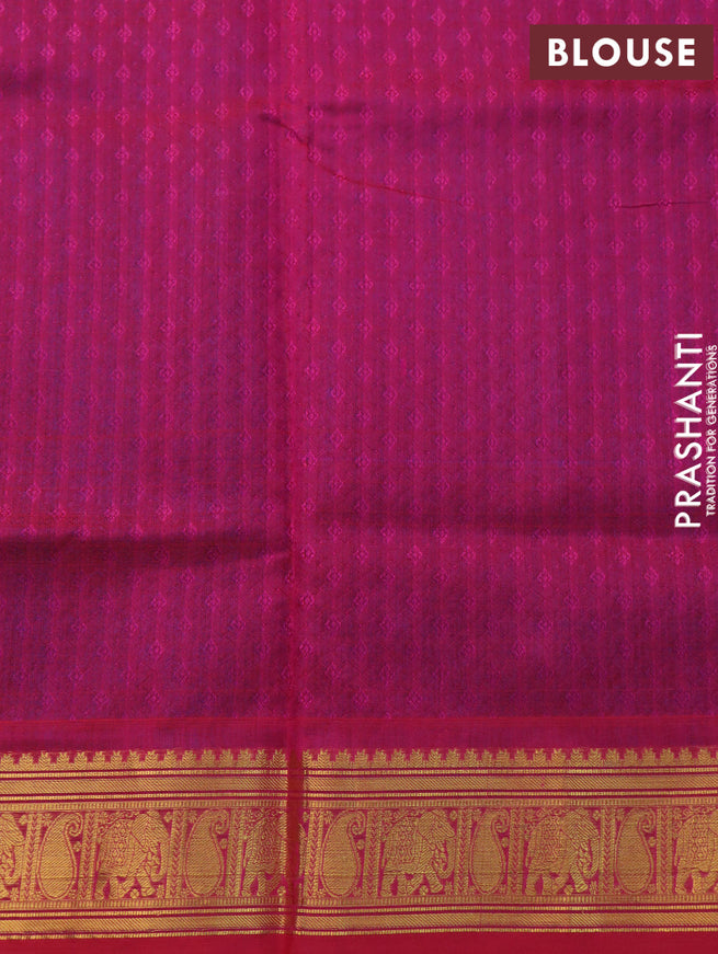 Silk cotton saree cs blue and pink with allover self emboss & zari buttas and zari woven border - {{ collection.title }} by Prashanti Sarees