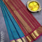 Silk cotton saree dual shade of bluish green and red with allover vairaosi pattern and zari woven border - {{ collection.title }} by Prashanti Sarees