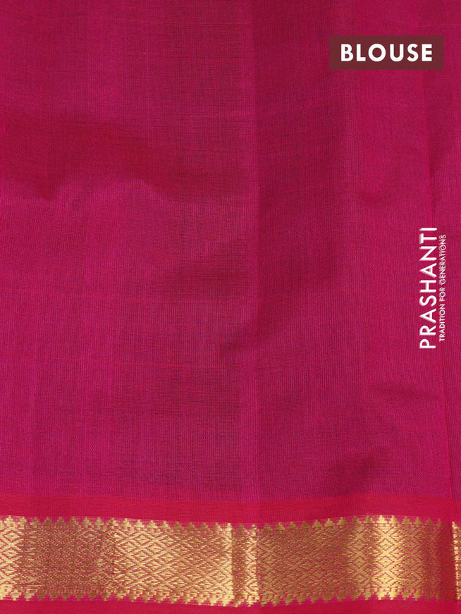 Silk cotton saree dual shade of peacock green and pink with plain body and zari woven border - {{ collection.title }} by Prashanti Sarees