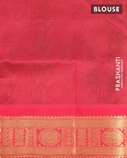Silk cotton saree green and maroon with allover varoisi pattern and zari woven korvai border - {{ collection.title }} by Prashanti Sarees