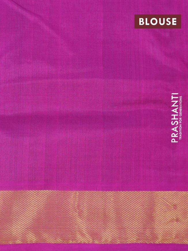 Silk cotton saree green and purple with plain body and zari woven border - {{ collection.title }} by Prashanti Sarees