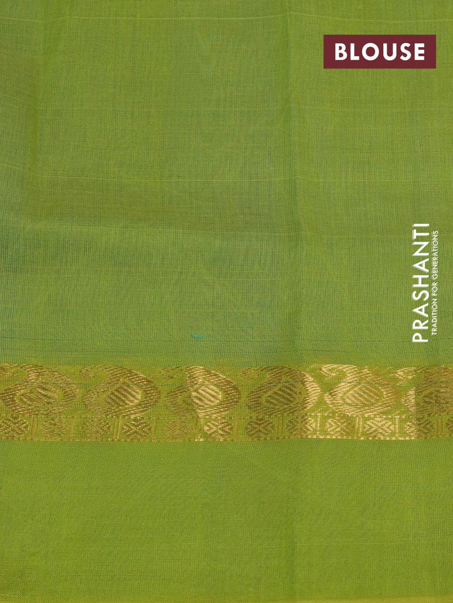 Silk cotton saree light blue and light green with plain body and paisley zari woven simple border - {{ collection.title }} by Prashanti Sarees