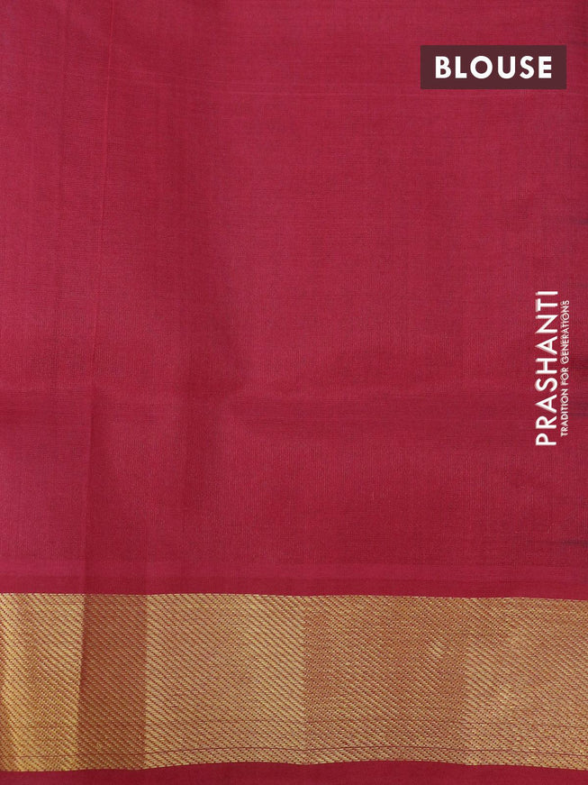 Silk cotton saree light blue and red with plain body and zari woven border - {{ collection.title }} by Prashanti Sarees