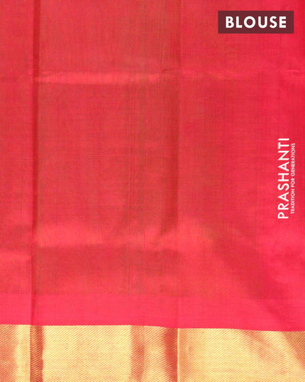 Silk cotton saree light green and red with zari woven buttas and zari woven border - {{ collection.title }} by Prashanti Sarees