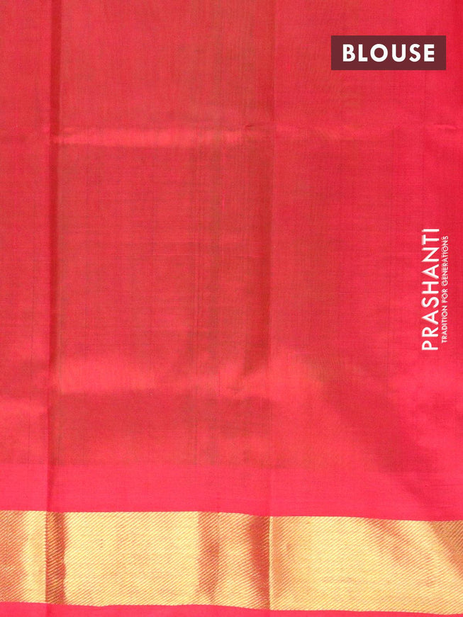 Silk cotton saree light green and red with zari woven buttas and zari woven border - {{ collection.title }} by Prashanti Sarees