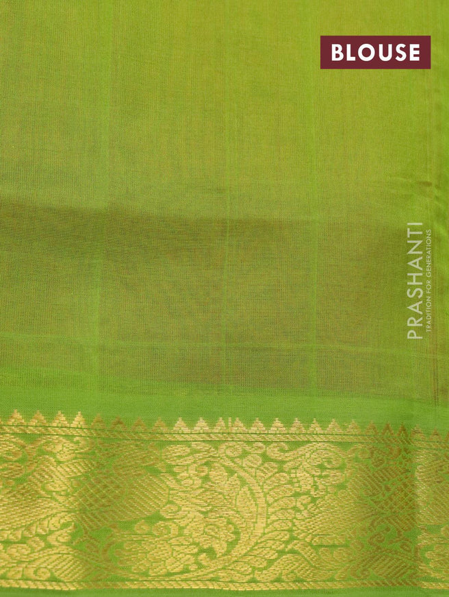 Silk cotton saree orange and light green with paisley zari woven buttas and peacock zari woven border - {{ collection.title }} by Prashanti Sarees
