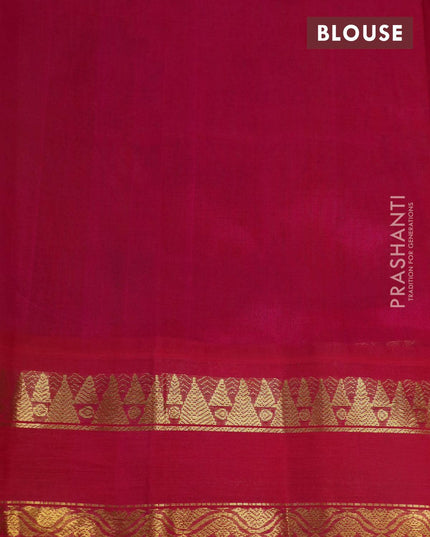 Silk cotton saree pale yellow and pink with allover kalamkari prints and rettapet zari woven korvai border - {{ collection.title }} by Prashanti Sarees