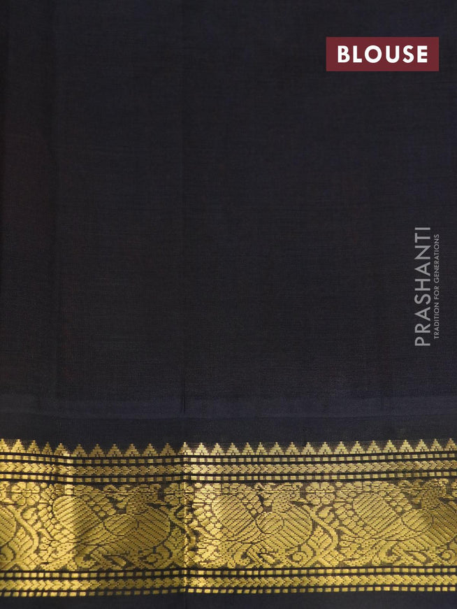 Silk cotton saree peach pink and black with allover floral prints and zari woven annam border - {{ collection.title }} by Prashanti Sarees