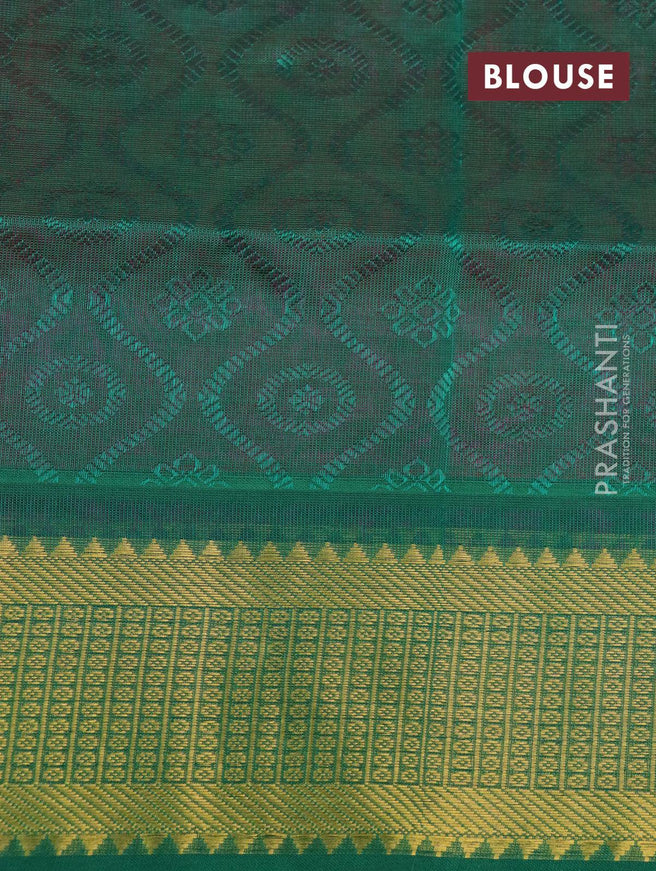 Silk cotton saree pink and green with allover self emboss jacquard and zari woven border - {{ collection.title }} by Prashanti Sarees