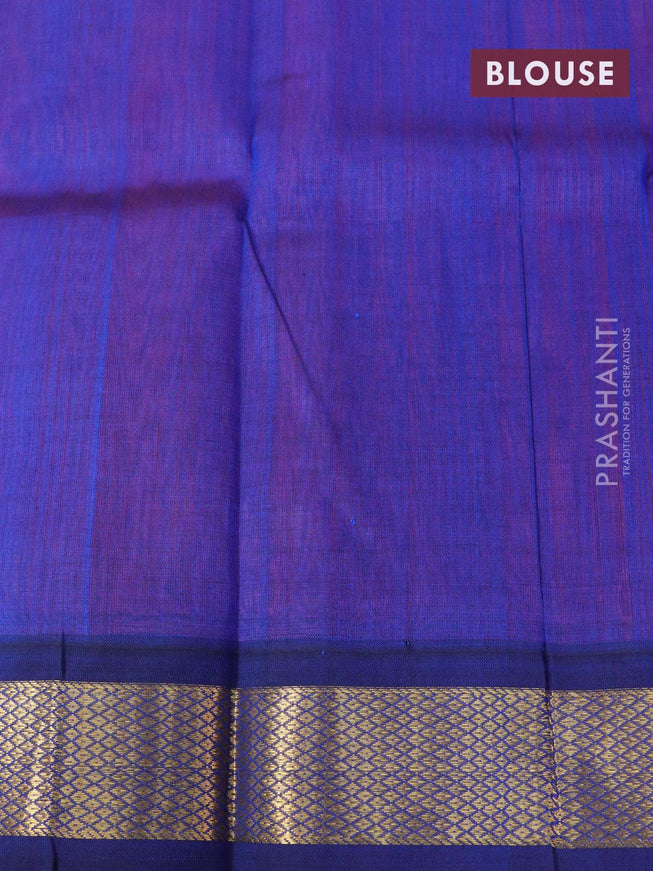 Silk cotton saree pink shade and blue with plain body and zari woven korvai border - {{ collection.title }} by Prashanti Sarees
