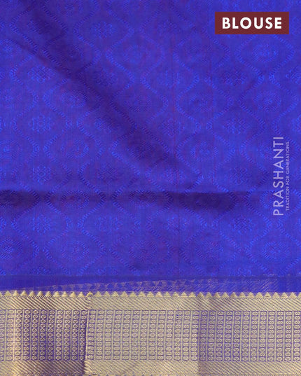 Silk cotton saree red and blue with allover self emboss jacquard and zari woven border - {{ collection.title }} by Prashanti Sarees