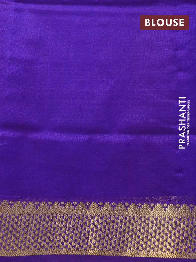 Silk cotton saree sandal and blue with plain body and zari woven border - {{ collection.title }} by Prashanti Sarees