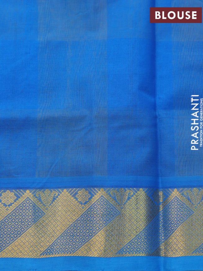 Silk cotton saree yellow and cs blue with paalum pazhamum checked pattern & zari buttas and zari woven border - {{ collection.title }} by Prashanti Sarees