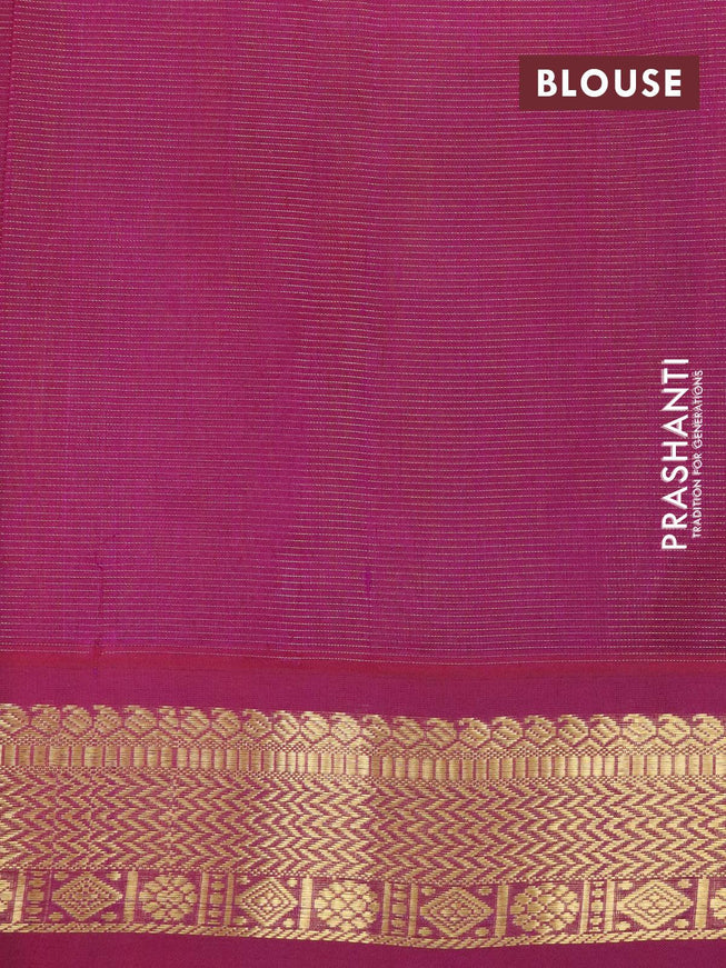 Silk cotton saree yellow and purple with allover vairaosi pattern and zari woven korvai border - {{ collection.title }} by Prashanti Sarees