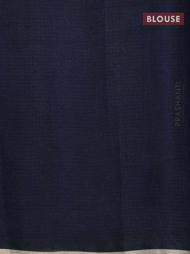Silk kota saree blue with allover prints and zari woven piping border - {{ collection.title }} by Prashanti Sarees
