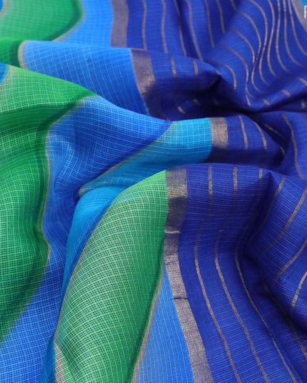 Silk kota saree blue with wavy prints and simple border - {{ collection.title }} by Prashanti Sarees