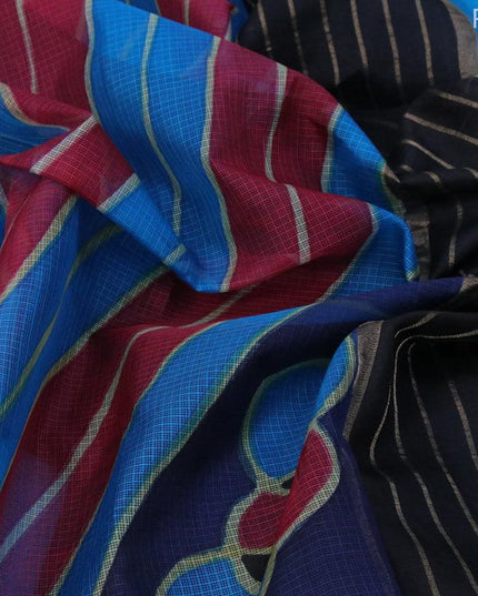 Silk kota saree cs blue with allover prints and zari woven piping border - {{ collection.title }} by Prashanti Sarees