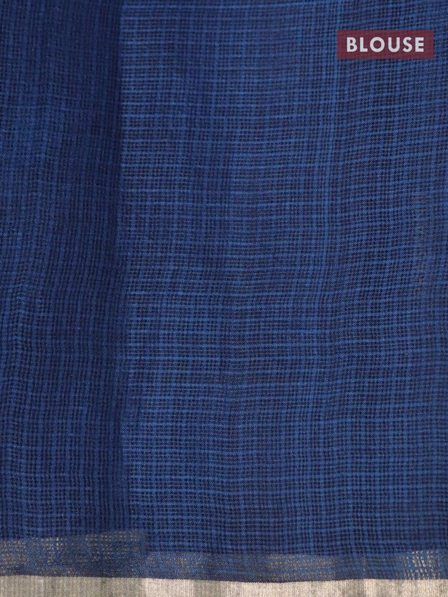 Silk kota saree cs blue with allover stripes pattern and zari woven piping border - {{ collection.title }} by Prashanti Sarees